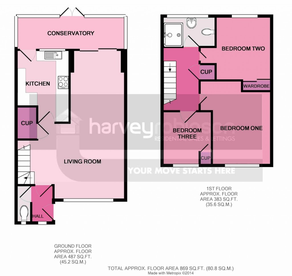 Floorplans For Drake Close, Hartford, HUNTINGDON, Cambridgeshire