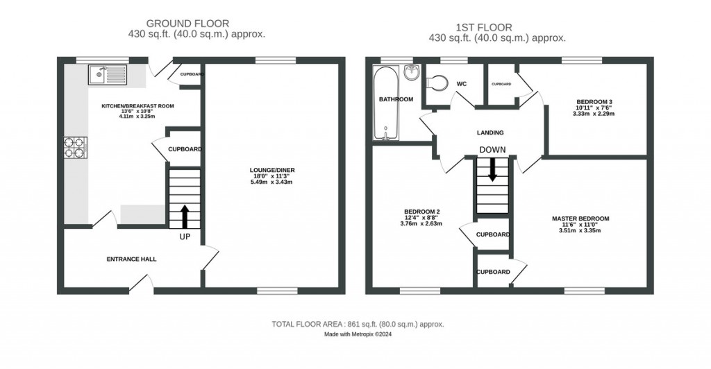 Floorplans For Thongsley, Huntingdon